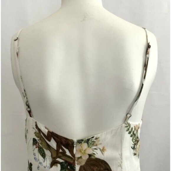 Farm Rio Dress L Ivory Floral Exotic Monkey Print Mini Brazil Tropical - Picture 12 of 12